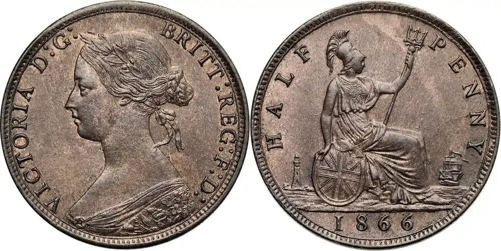 Top-Qualität | Great Britain, Victoria 1/2 Penny 1866 vz/ fast st
