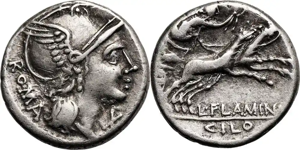 L. Flaminius Chilo AR Denarius 109-108 BC ss - Top-Deal