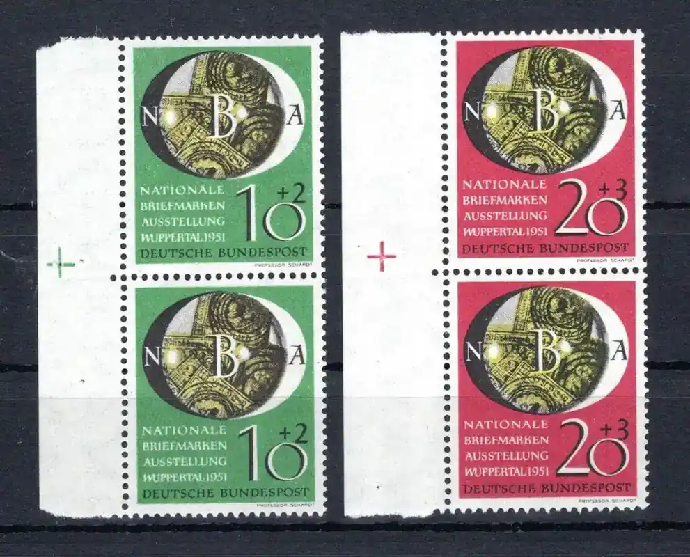 Profi-Qualität - Bund MiNr. 141-142 Bogenrand postfrisch als senkr. Paare, quer gefaltet MiNr. 141-142 Bogenrand als senkr. Paare, quer gefaltet