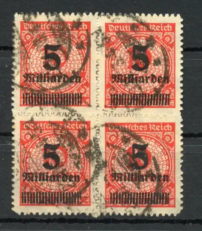 Neu im Shop | Deutsches Reich Infla MiNr. 334 B gestempelt 4er Block, geprüft Gaedicke MiNr. 334 B Infla 4er Block, geprüft Gaedicke