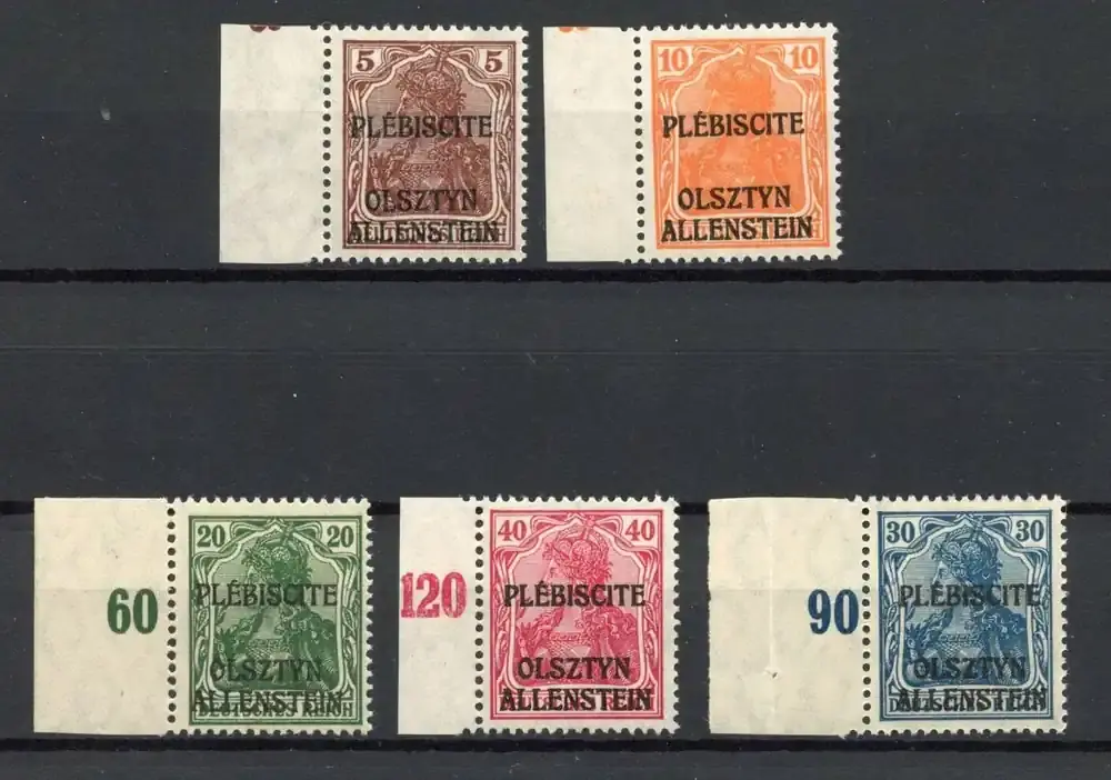Einfache Rückgabe | Allenstein MiNr. II-VI postfrisch Fotoattest Althen einwandfrei MiNr. II-VI Fotoattest Althen einwandfrei