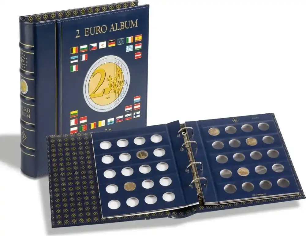 Qualitätsprodukt | Leuchtturm Münzalbum VISTA für 2-Euro-Münzen, inkl. 4 Münzblättern 341017 Neu