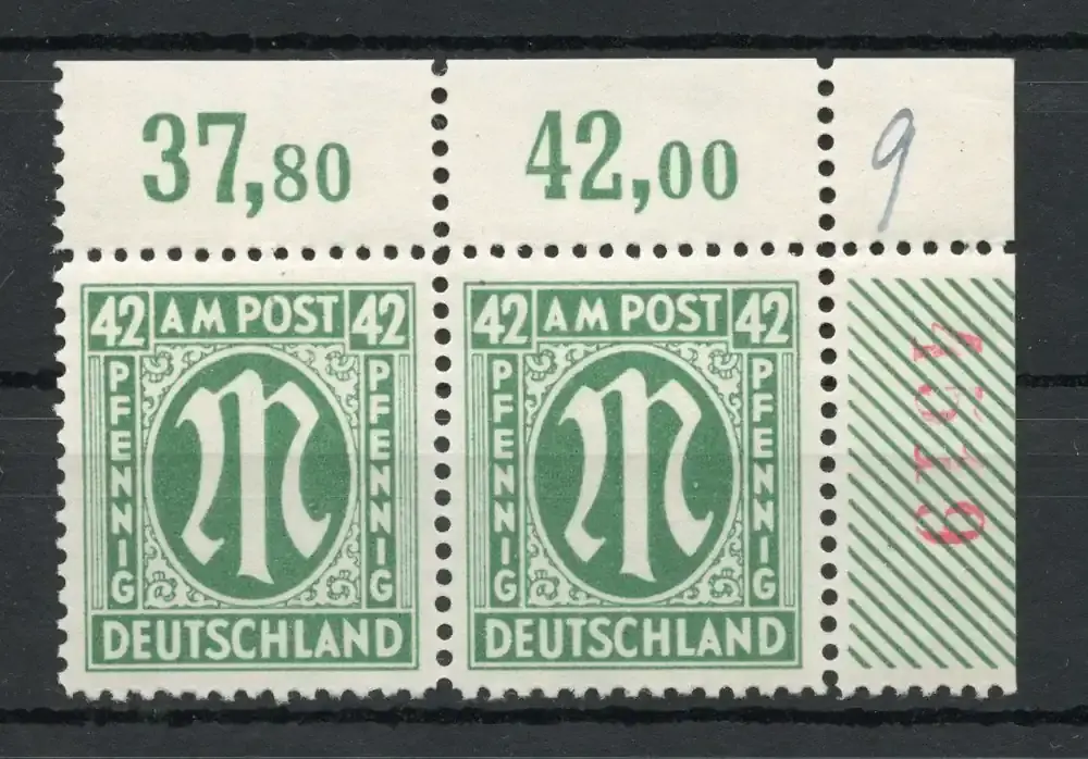 Neues Produkt - Bi-Zone MiNr. 31 D z r4 postfrisch im waag. Paar, Fotoattest Wehner MiNr. 31 D z r4 im waag. Paar, Fotoattest Wehner