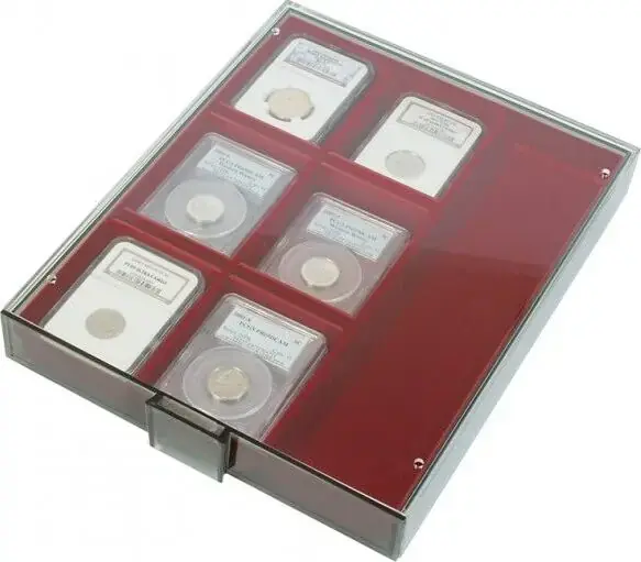 Lindner Sammelbox Dunkelrot Rauchglas 2463 Neu | Neu im Shop