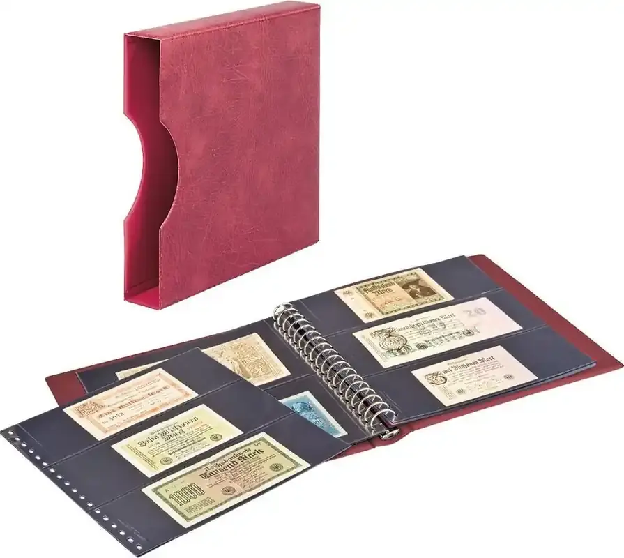 Mega-Angebot - Lindner Banknotenalbum Regular mit Kassette weinrot 2815-814-W Neu