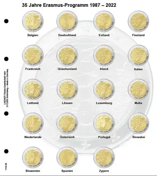 Lindner Karat Vordruckblatt für 2 Euro-Gedenkmünzen 1118-35 Neu - Premium-Qualität