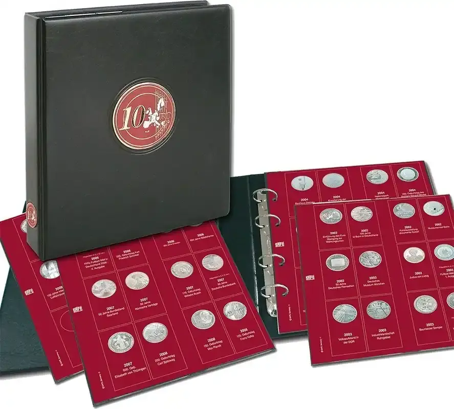 Neu - Safe Premium Münzalbum für 10 Euro-Gedenkmünzen mit 7 Blättern Nr. 7342 Neu