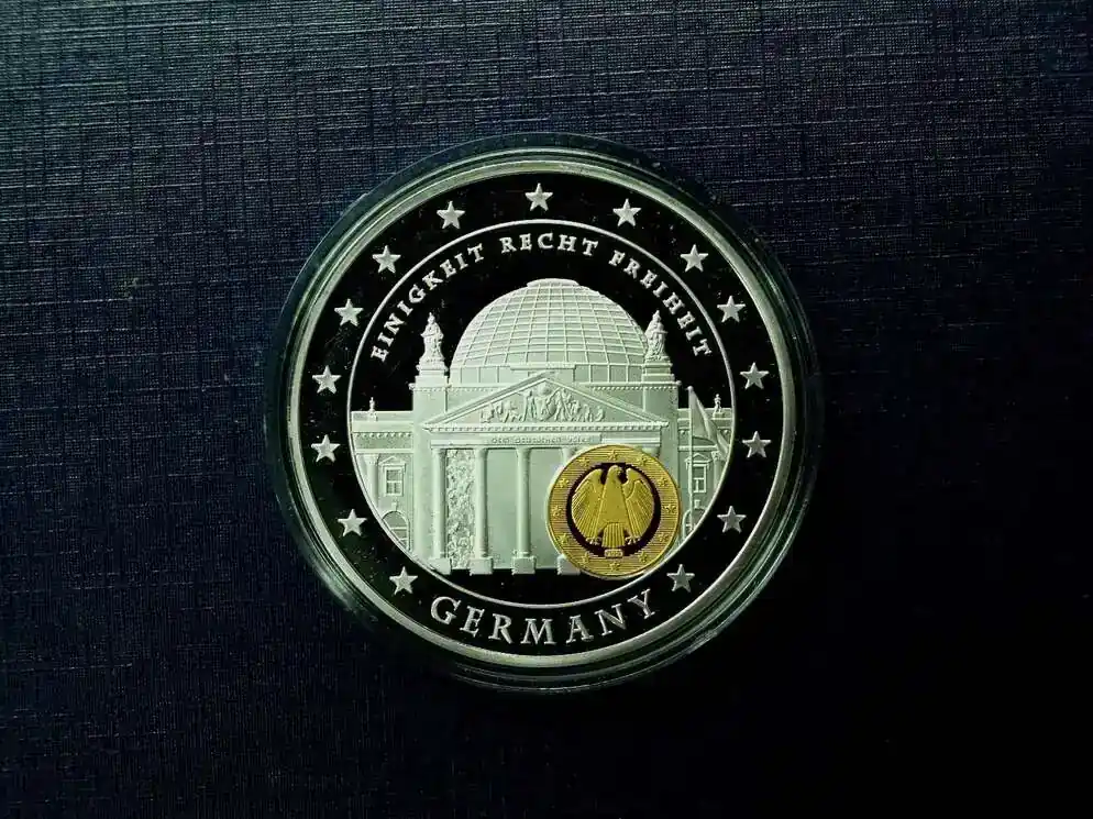 Medaille 10 Jahre Europa -Germany- versilbert, teilvergoldet PP - Neue Ware