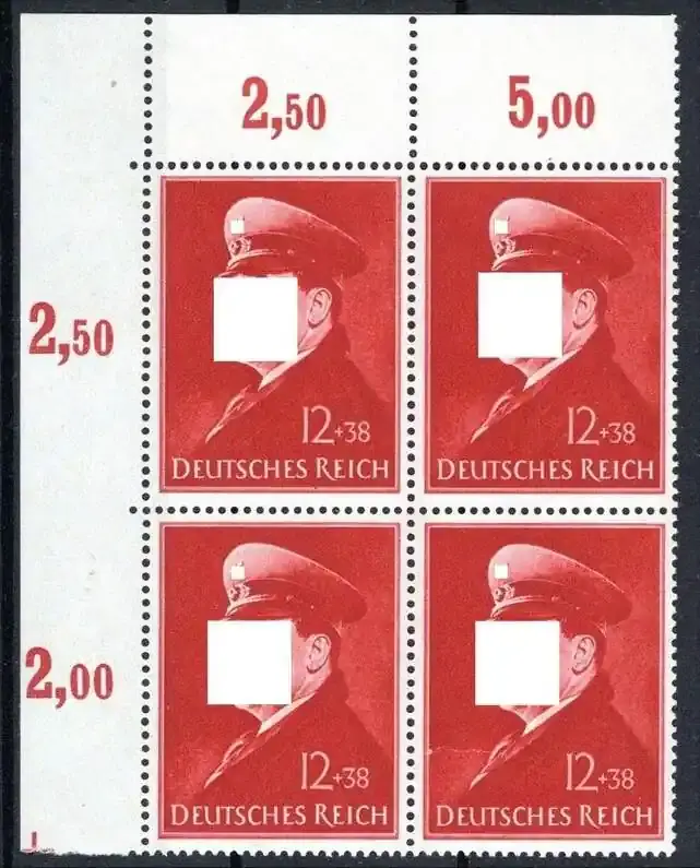 Fast ausverkauft - Deutsches Reich MiNr. 772 x postfrisch 4er Block Eckrand oben links MiNr. 772 x 4er Block Eckrand oben links