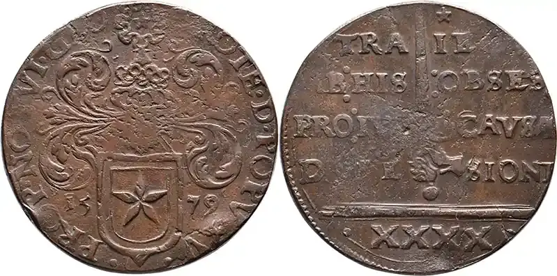 Begrenztes Angebot - The Netherlands 40 stuiver noodmunt Maastricht 1579 ss