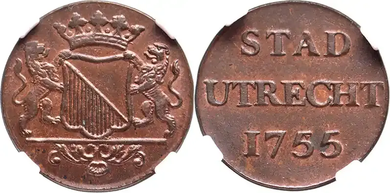 The Netherlands Duit stad Utrecht 1755 NGC MS 63 RB st | Preishit