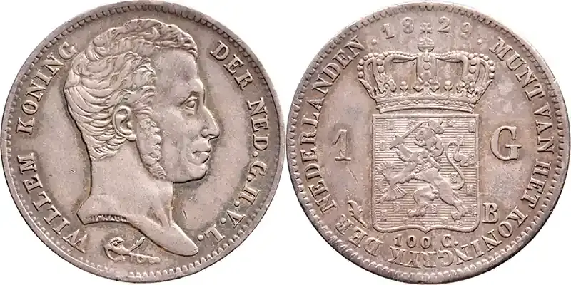 Sonderpreis | The Netherlands 1 gulden 1829 Brussel 1829B Willem I Pr+ vz+