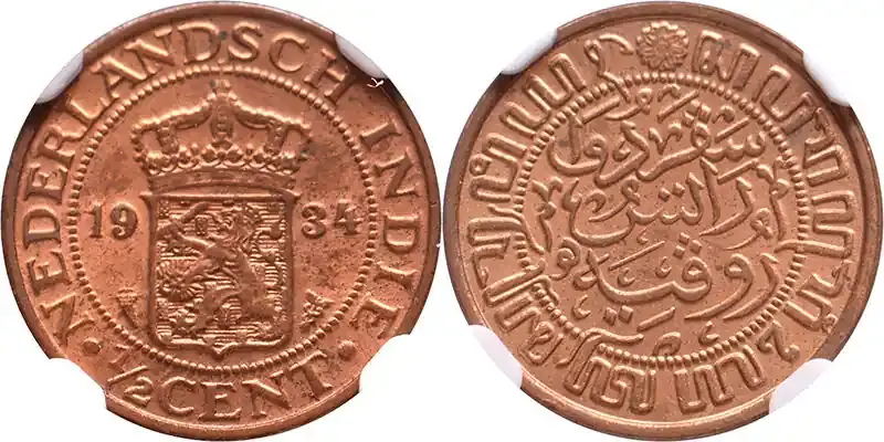 The Netherlands East Indies 1/2 cent Nederlands Indië 1934 NGC MS 64 RD st | Rabatt