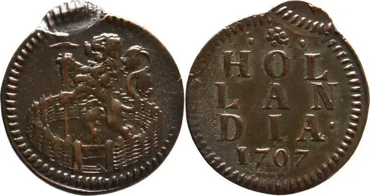 Sichere Zahlung - The Netherlands Duit 1707 Dordrecht Holland 1707 MISSLAG vz-